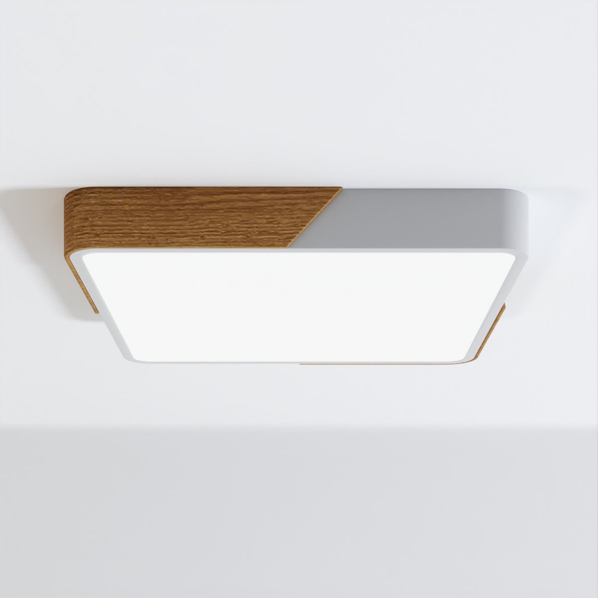 Solara Ultra-Slim LED Ceiling Light With Metal, Wood And Frosted Acrylic