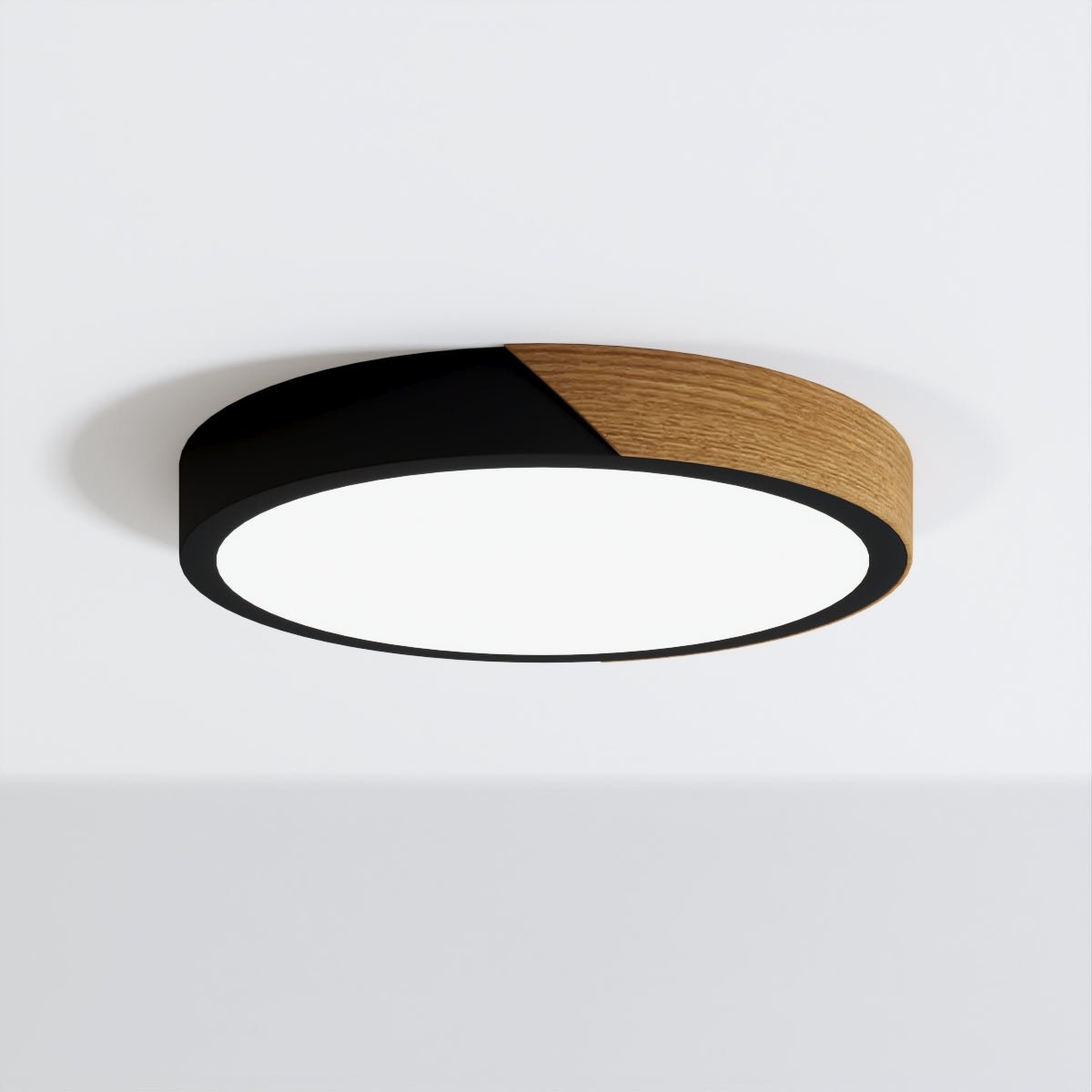Solara Ultra-Slim LED Ceiling Light With Metal, Wood And Frosted Acrylic