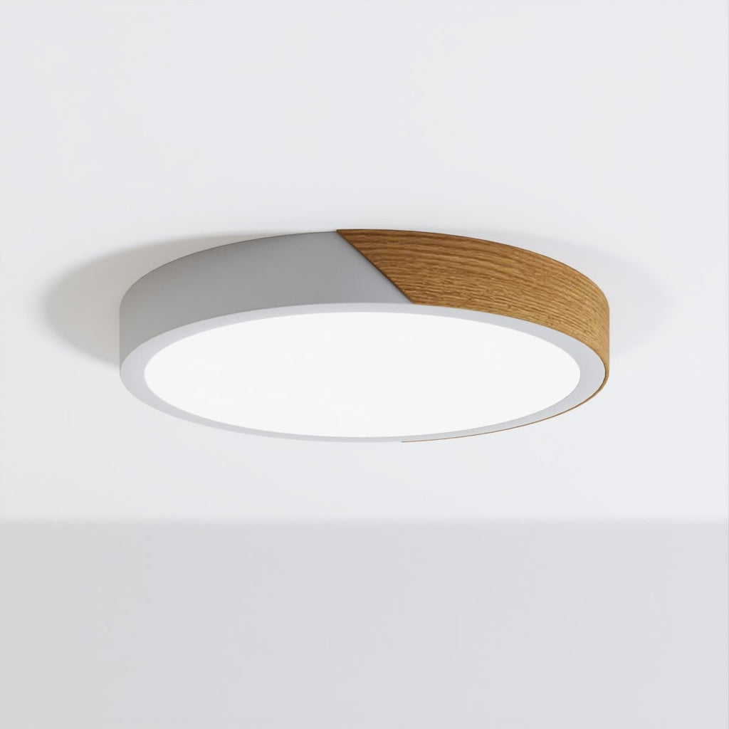 Solara Ultra-Slim LED Ceiling Light With Metal, Wood And Frosted Acrylic