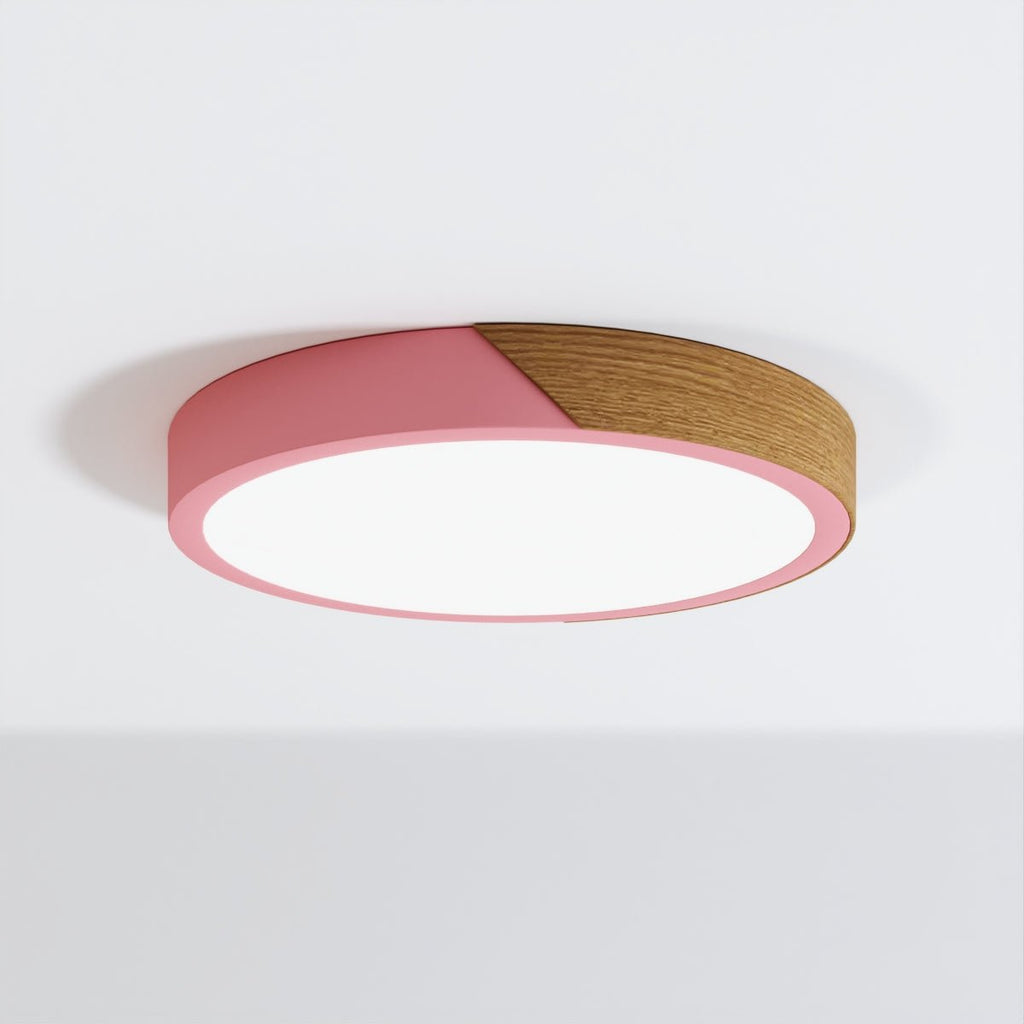 Solara Ultra-Slim LED Ceiling Light With Metal, Wood And Frosted Acrylic