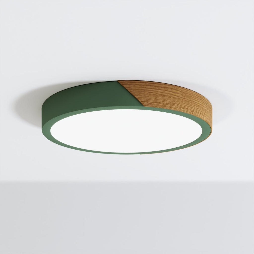 Solara Ultra-Slim LED Ceiling Light With Metal, Wood And Frosted Acrylic