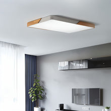 Solara Ultra-Slim LED Ceiling Light With Metal, Wood And Frosted Acrylic