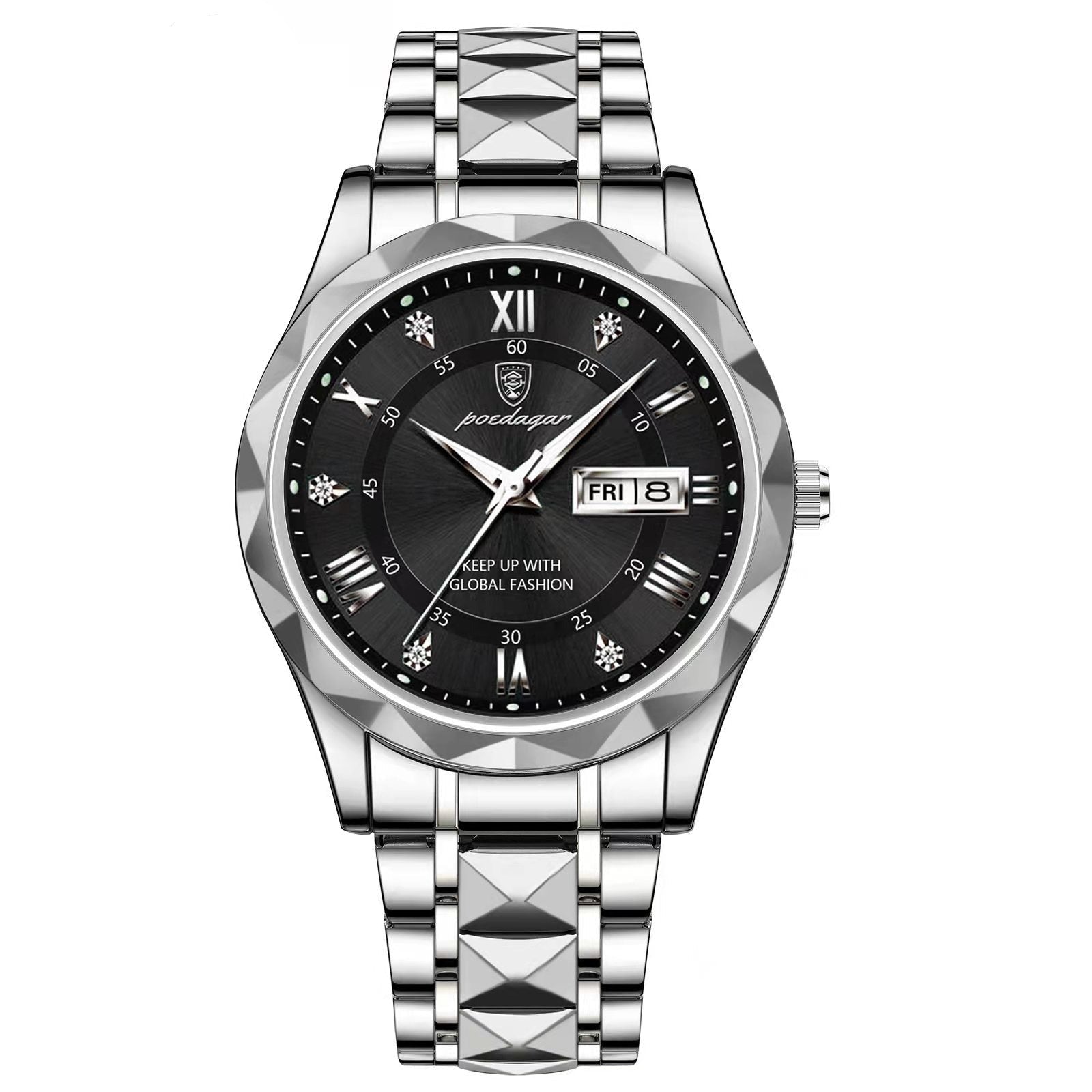 Stylish men's wristwatch made of stainless steel - Lumistel