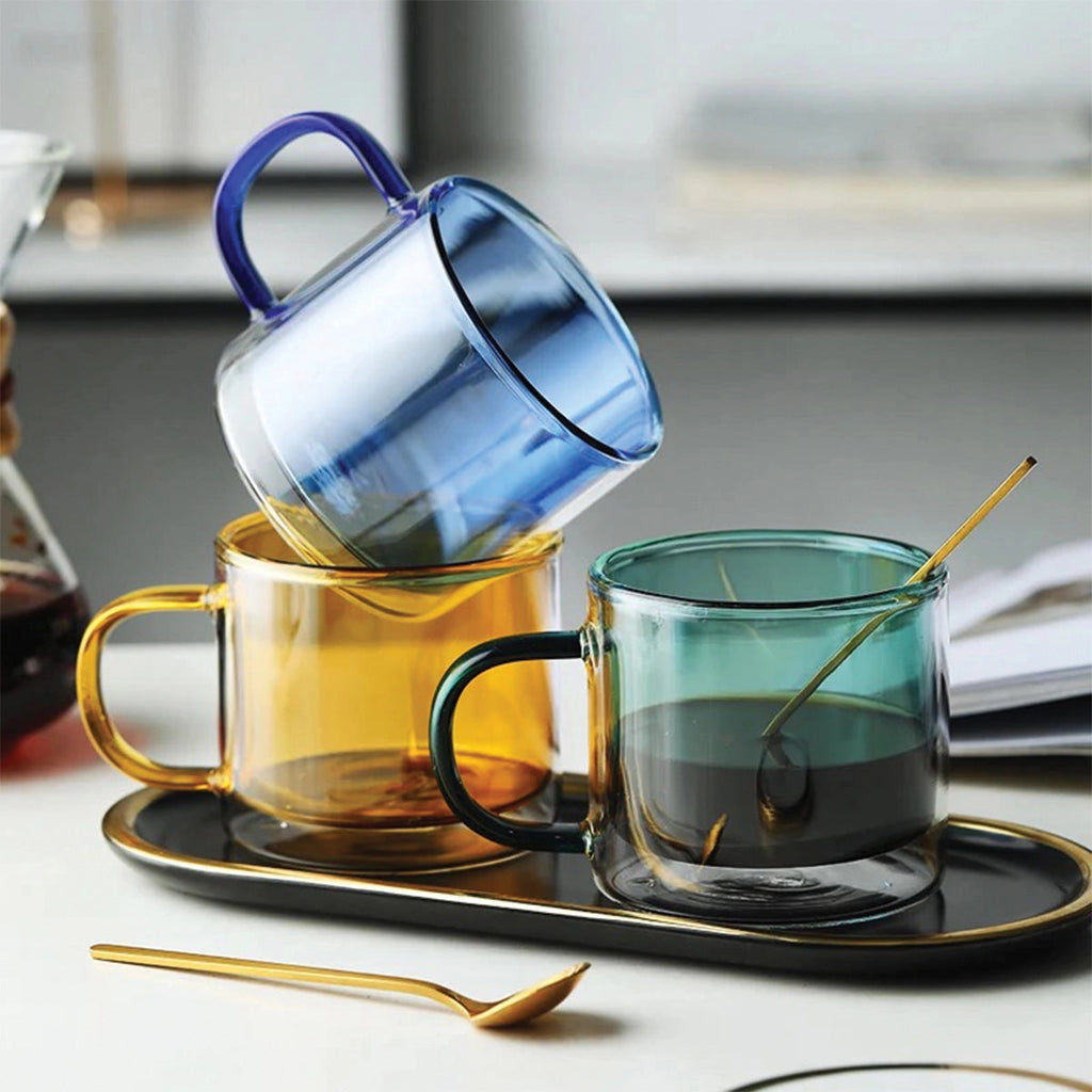 Astra Amber Glass Mug Heat Resistant Coffee and Tea Cup