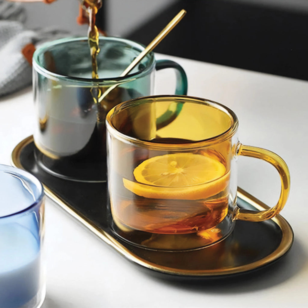 Astra Amber Glass Mug Heat Resistant Coffee and Tea Cup