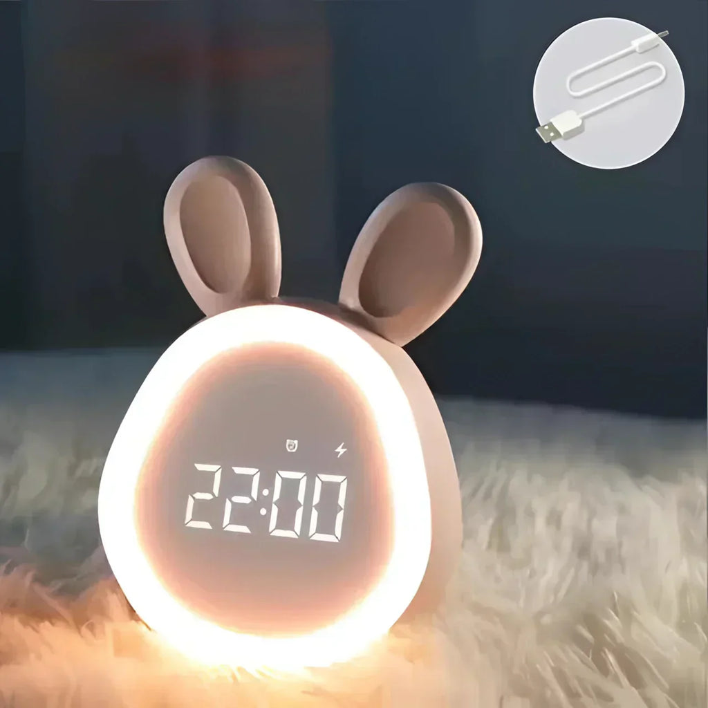 CuddleBun Kids Night Light and Clock USB Rechargeable