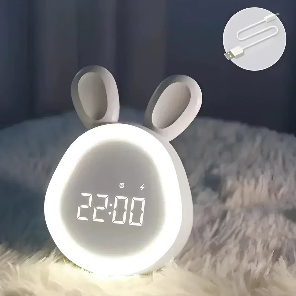 CuddleBun Kids Night Light and Clock USB Rechargeable