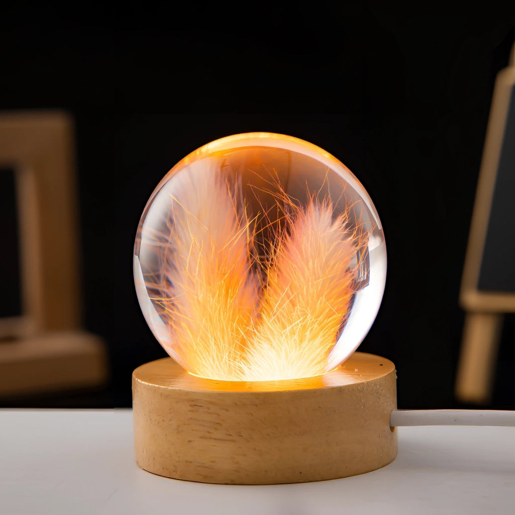 AuroraLeaf Dandelion Resin Night Light With LED Wooden Base