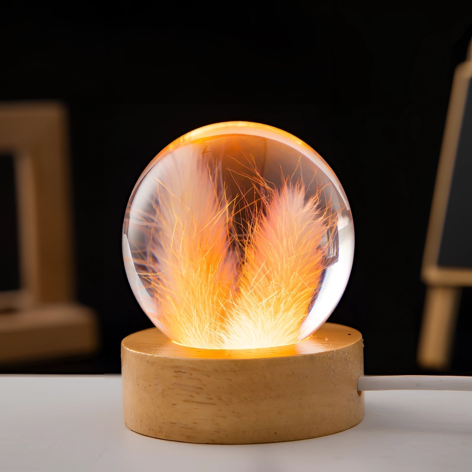 AuroraLeaf Dandelion Resin Night Light With LED Wooden Base