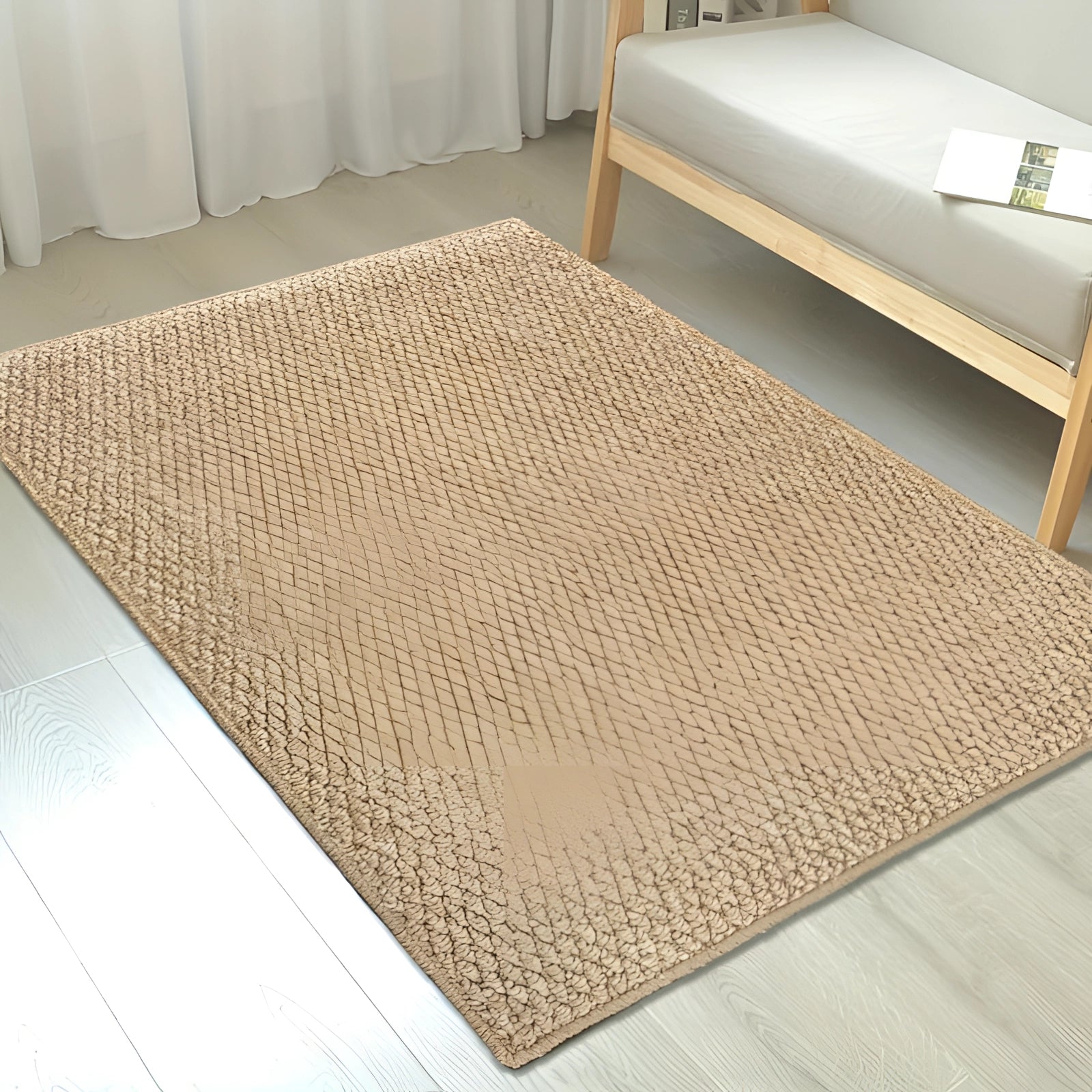Eco-Friendly Beige Indoor Doormat - Large, Non-Slip & Washable