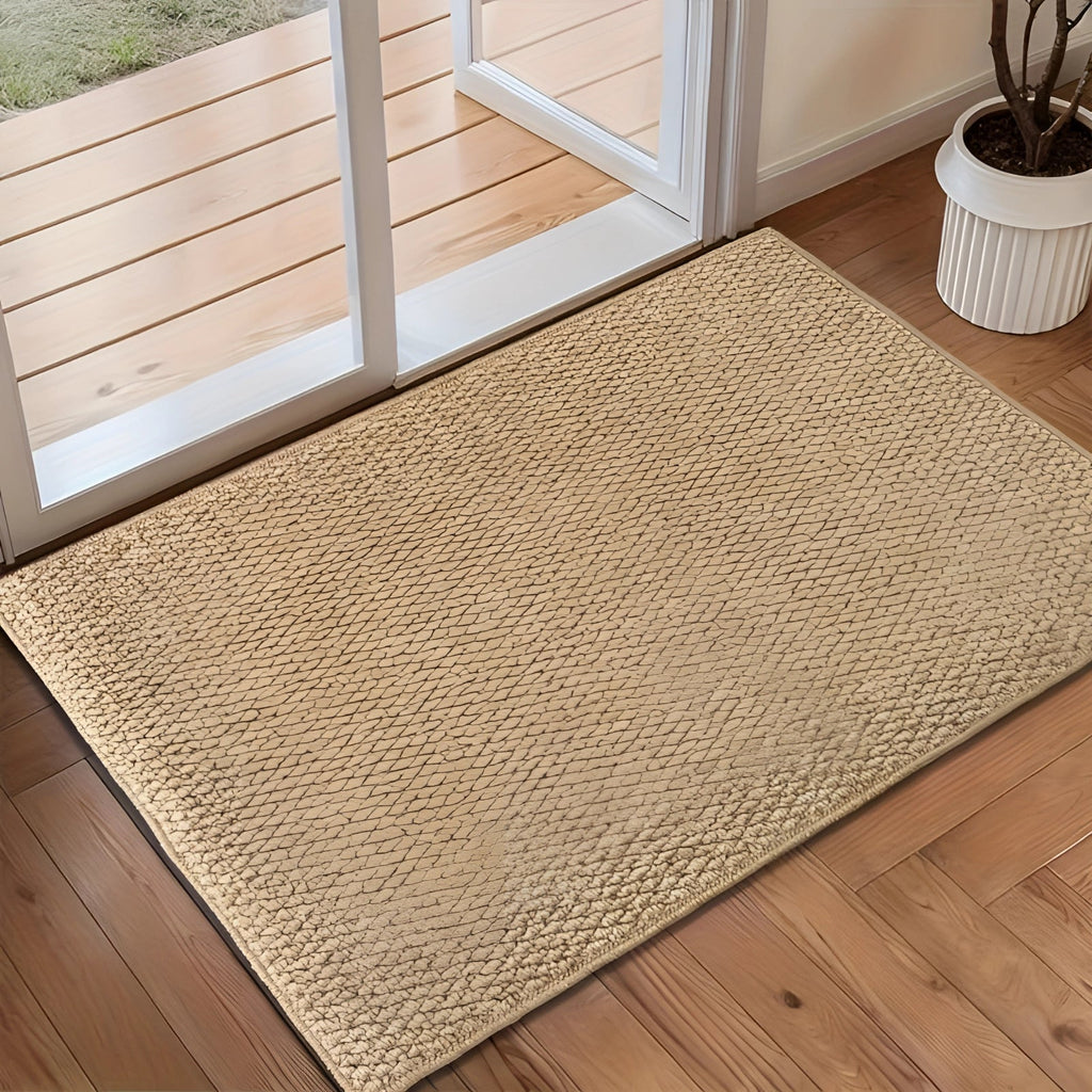 Eco-Friendly Beige Indoor Doormat - Large, Non-Slip & Washable