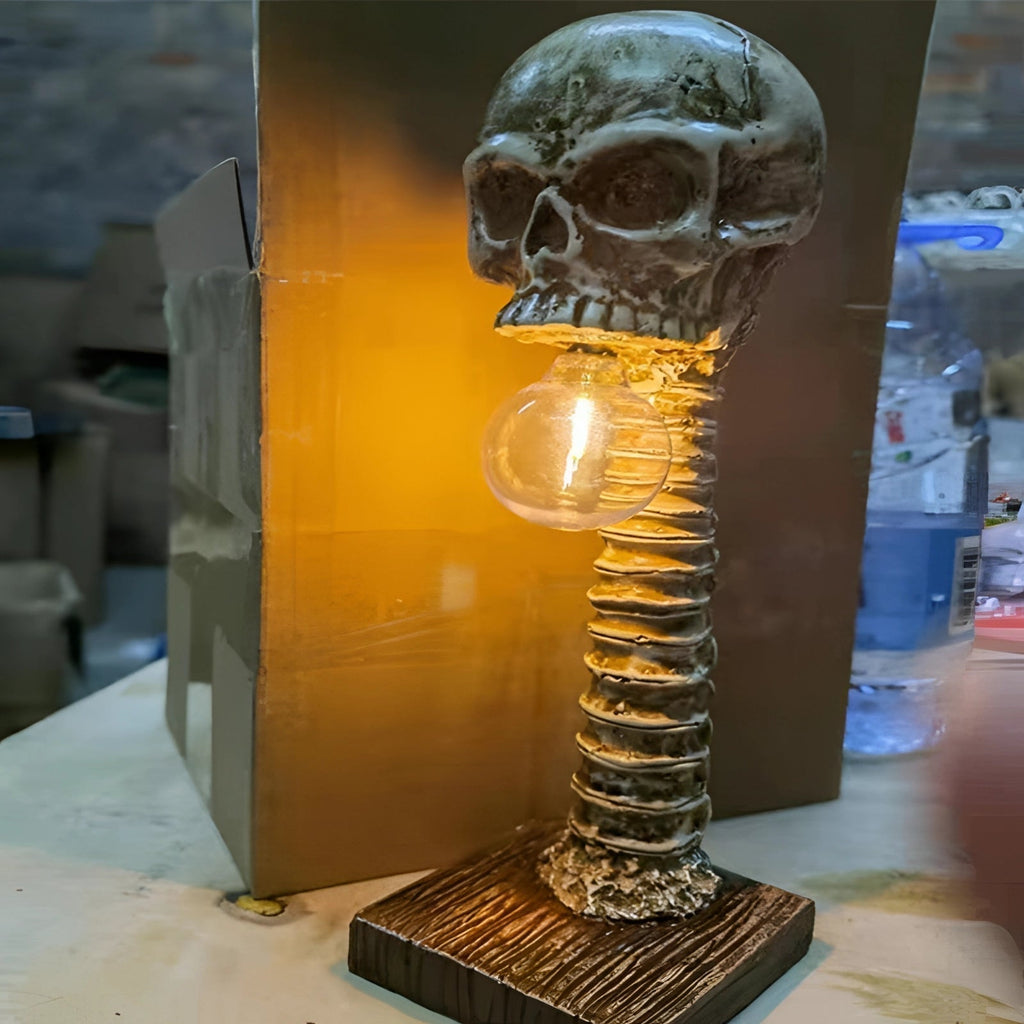Dreadspire Skull and Spine Lamp for Spooky Home Decor