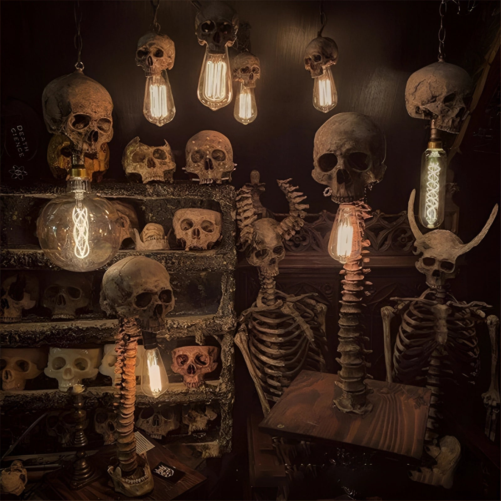 Dreadspire Skull and Spine Lamp for Spooky Home Decor