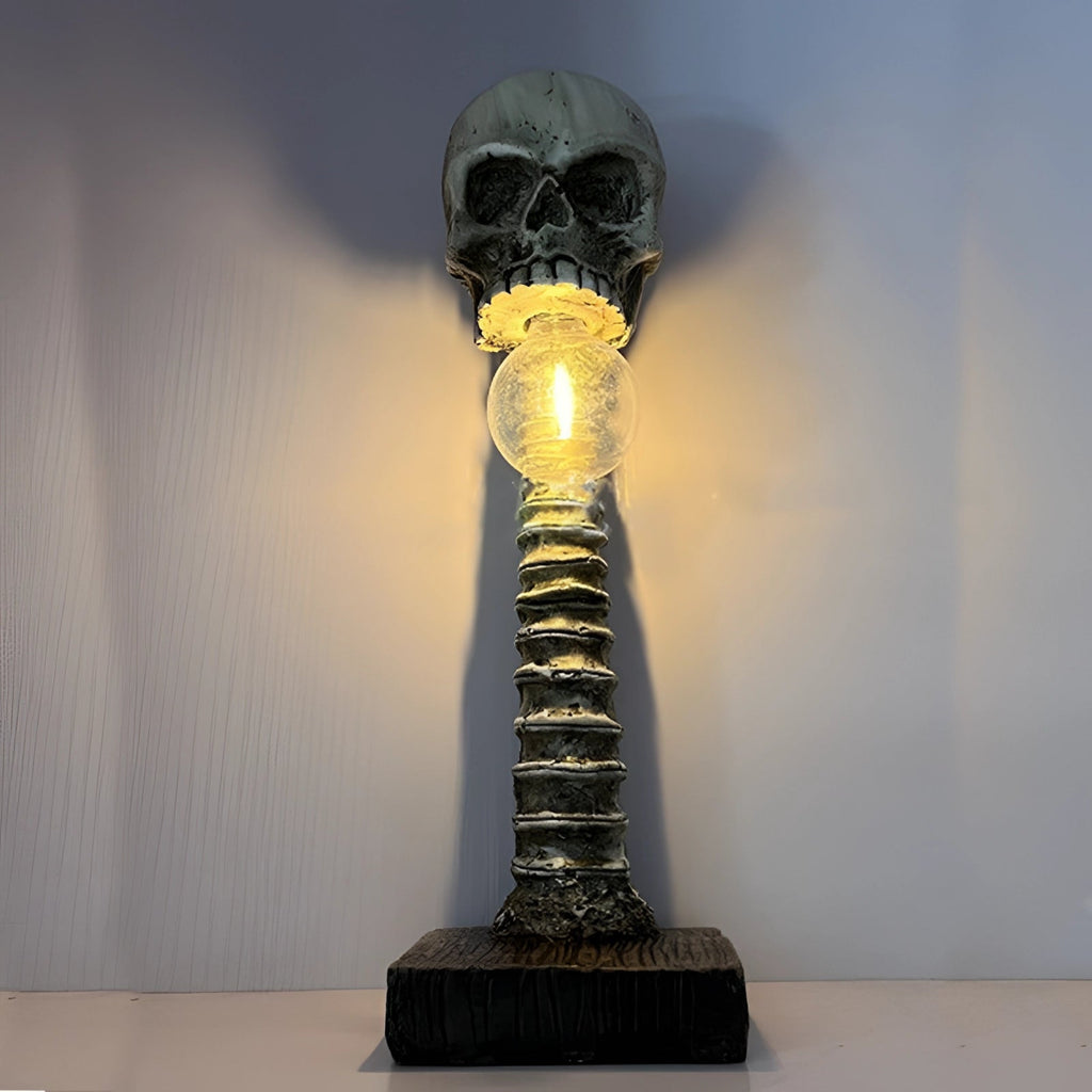 Dreadspire Skull and Spine Lamp for Spooky Home Decor
