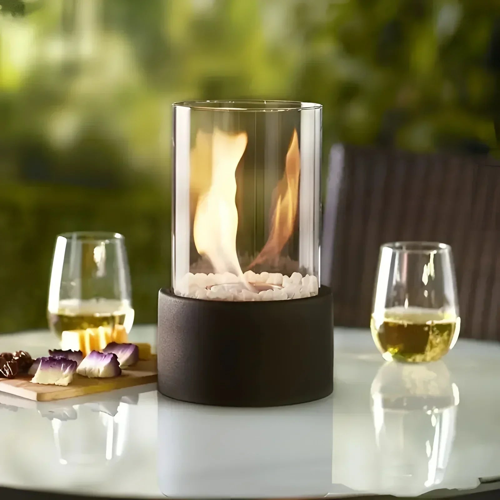 Nivra Glass Bioethanol Fireplace Portable Ventless Fire Pit Indoor Outdoor Use