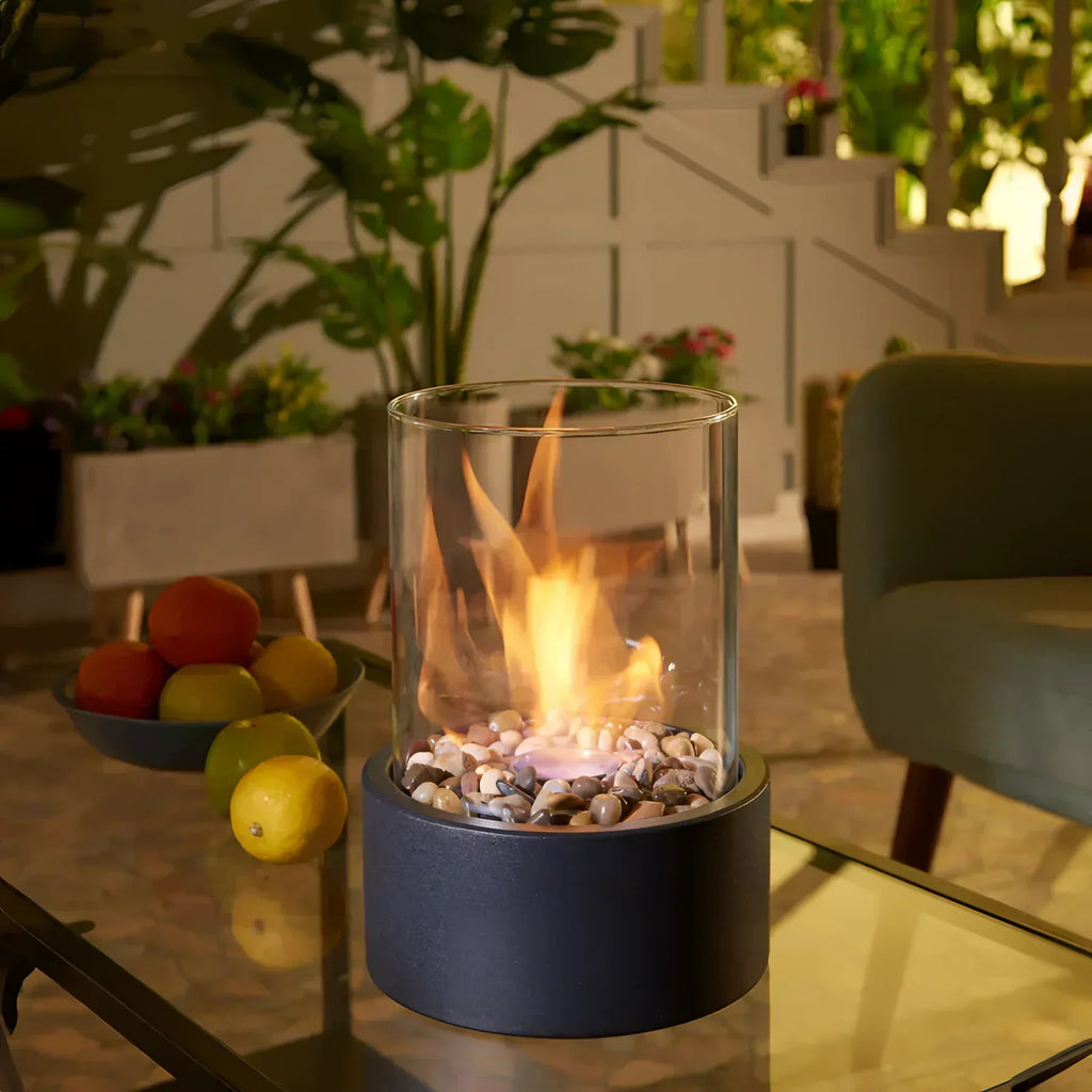 Nivra Glass Bioethanol Fireplace Portable Ventless Fire Pit Indoor Outdoor Use