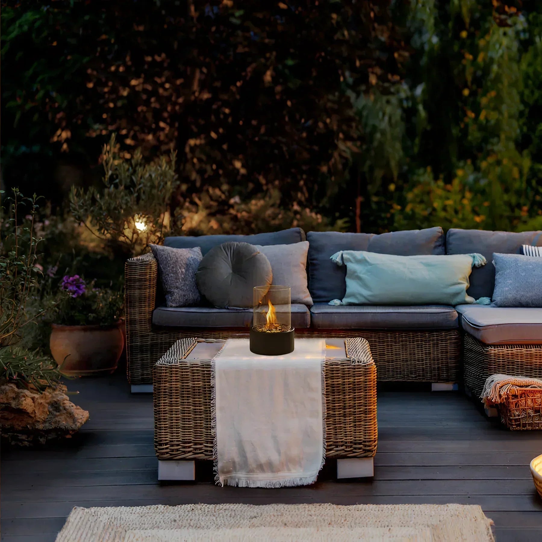 Nivra Glass Bioethanol Fireplace Portable Ventless Fire Pit Indoor Outdoor Use