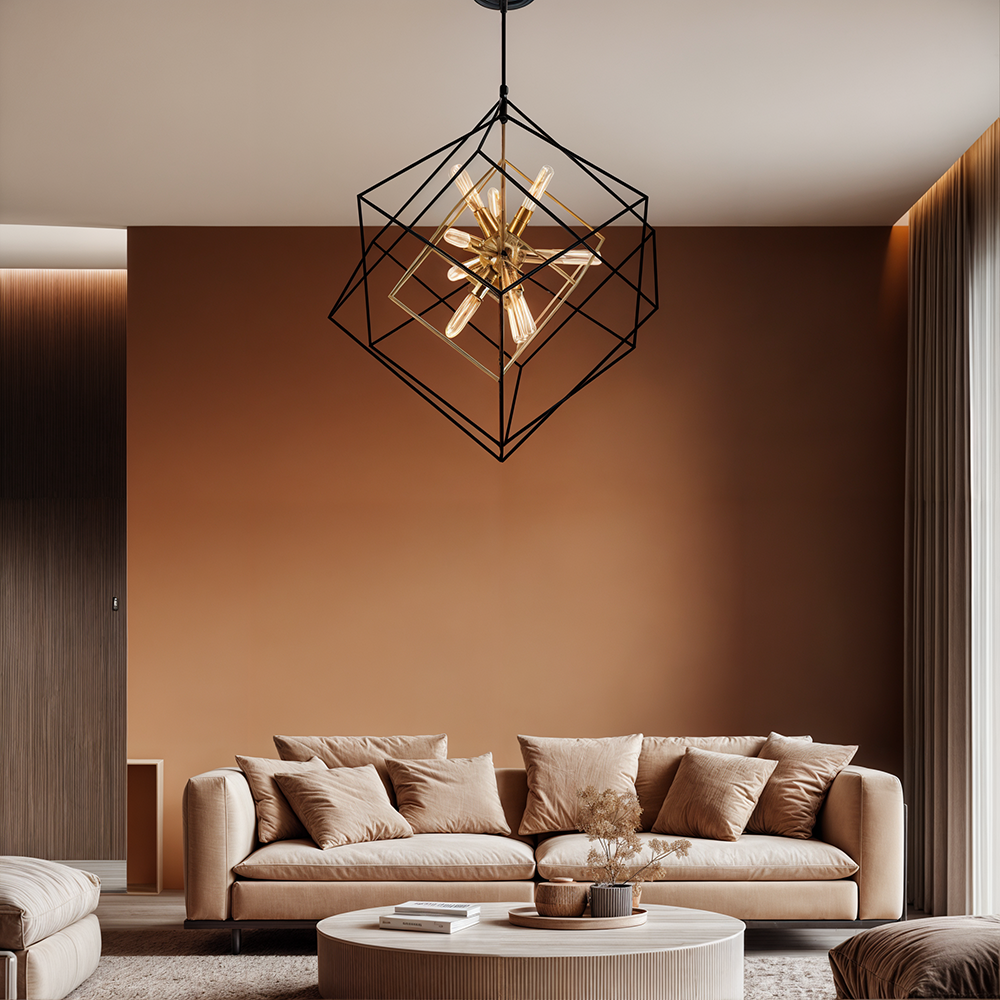 Aurelo Vintage Cube Pendant Lamp In Aged Brass For Dining Rooms