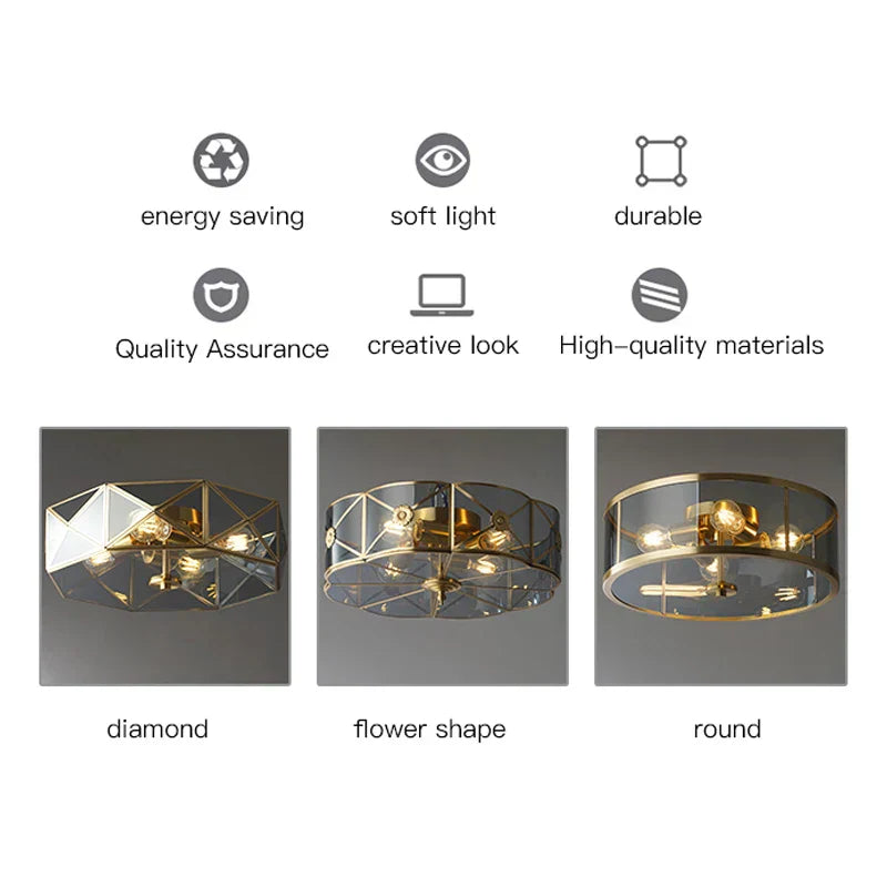Aurum Crest Chandelier With Glass Shade And Golden Copper Finish