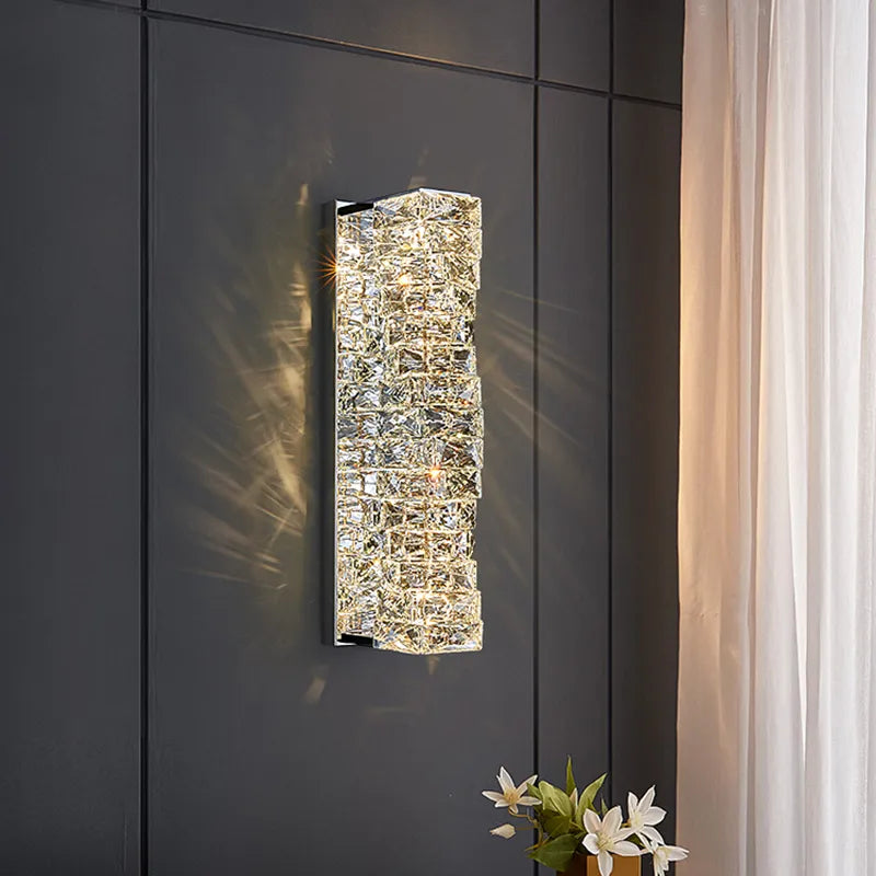 Lyra Wall Lamp in Stainless Steel with Crystal Accents, 3 Color Temperatures
