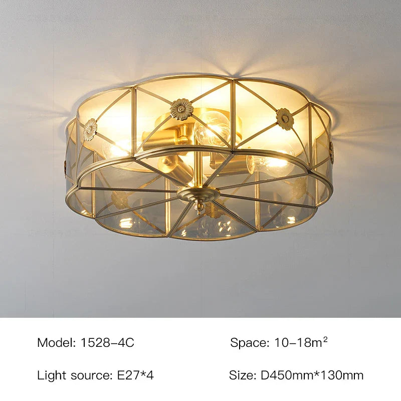 Aurum Crest Chandelier With Glass Shade And Golden Copper Finish