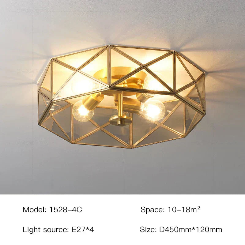 Aurum Crest Chandelier With Glass Shade And Golden Copper Finish