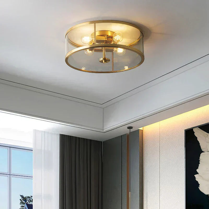 Aurum Crest Chandelier With Glass Shade And Golden Copper Finish