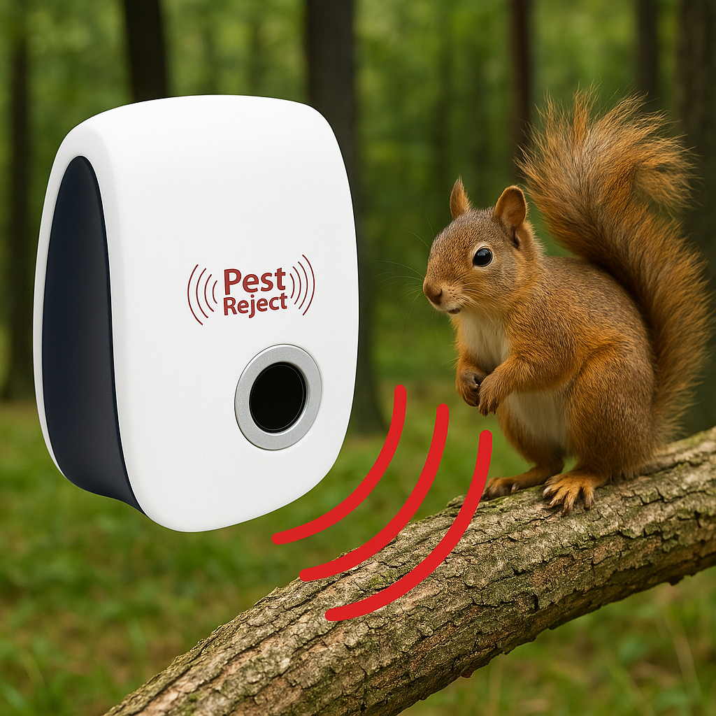 Ultrasonic Squirrel Repeller Device - Effective Pest Control to Deter Squirrels in 48 Hours for Gardens & Yards