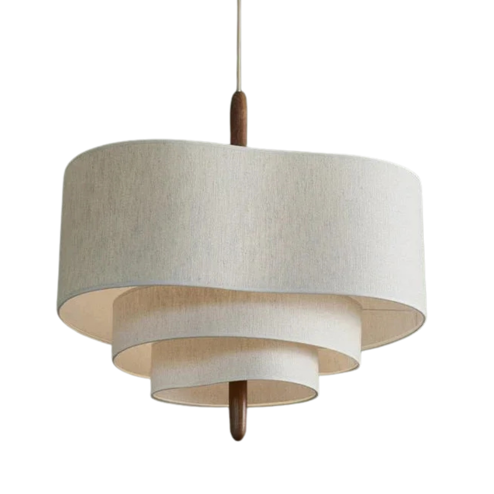 Wabi Sabi Pendant Lamp Beige Fabric Japanese Layered Design
