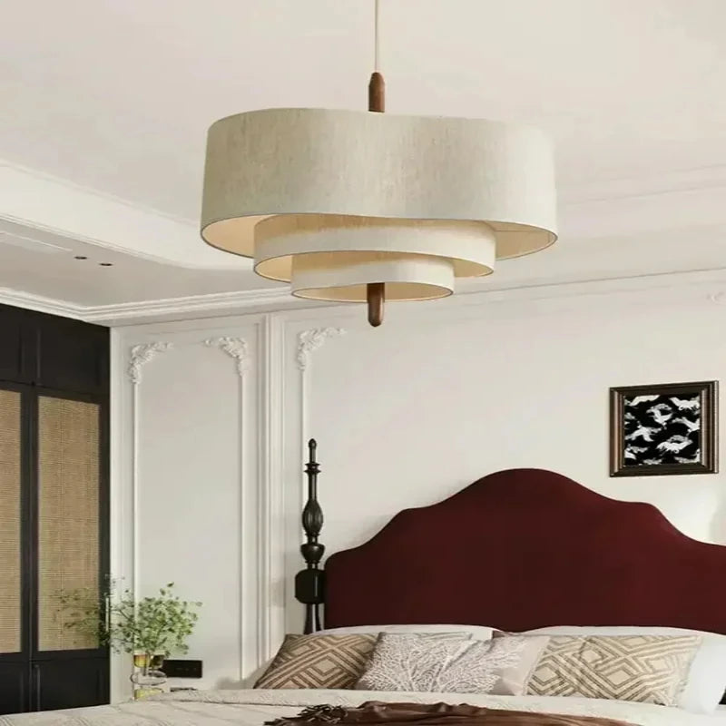 Wabi Sabi Pendant Lamp Beige Fabric Japanese Layered Design