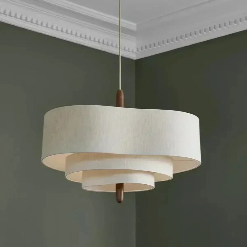 Wabi Sabi Pendant Lamp Beige Fabric Japanese Layered Design