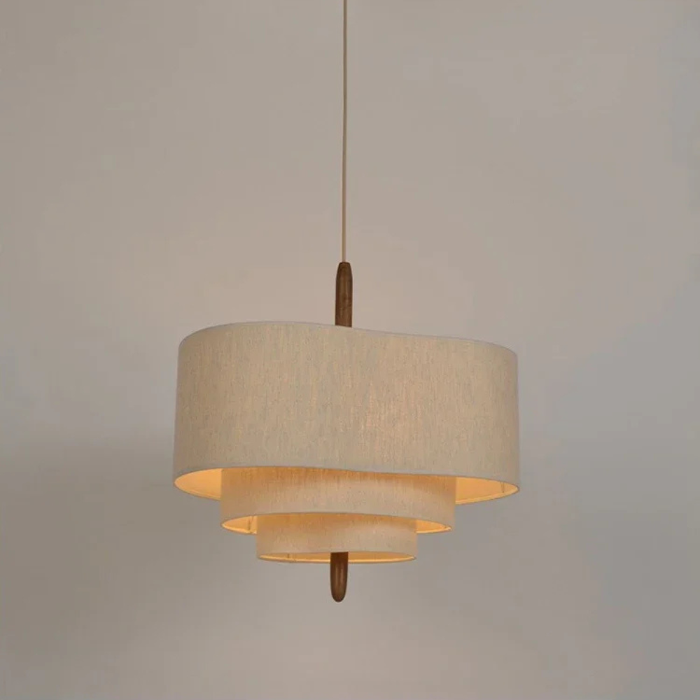 Wabi Sabi Pendant Lamp Beige Fabric Japanese Layered Design