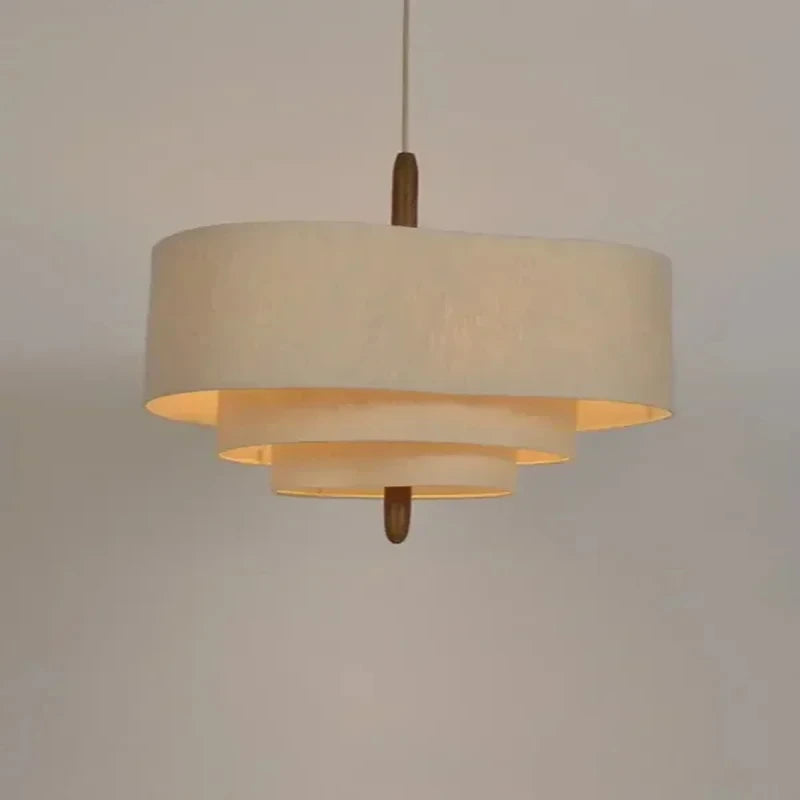 Wabi Sabi Pendant Lamp Beige Fabric Japanese Layered Design