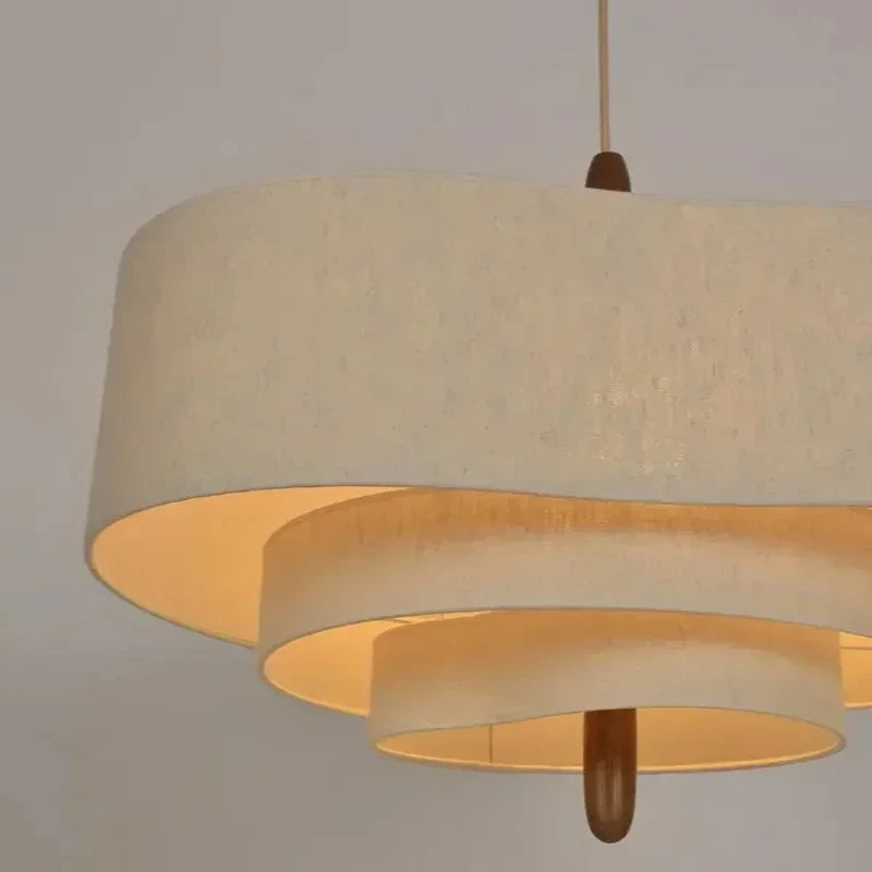 Wabi Sabi Pendant Lamp Beige Fabric Japanese Layered Design