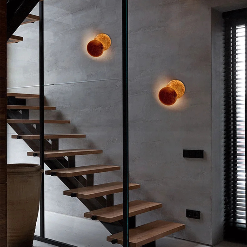 Vegglampe måne gull