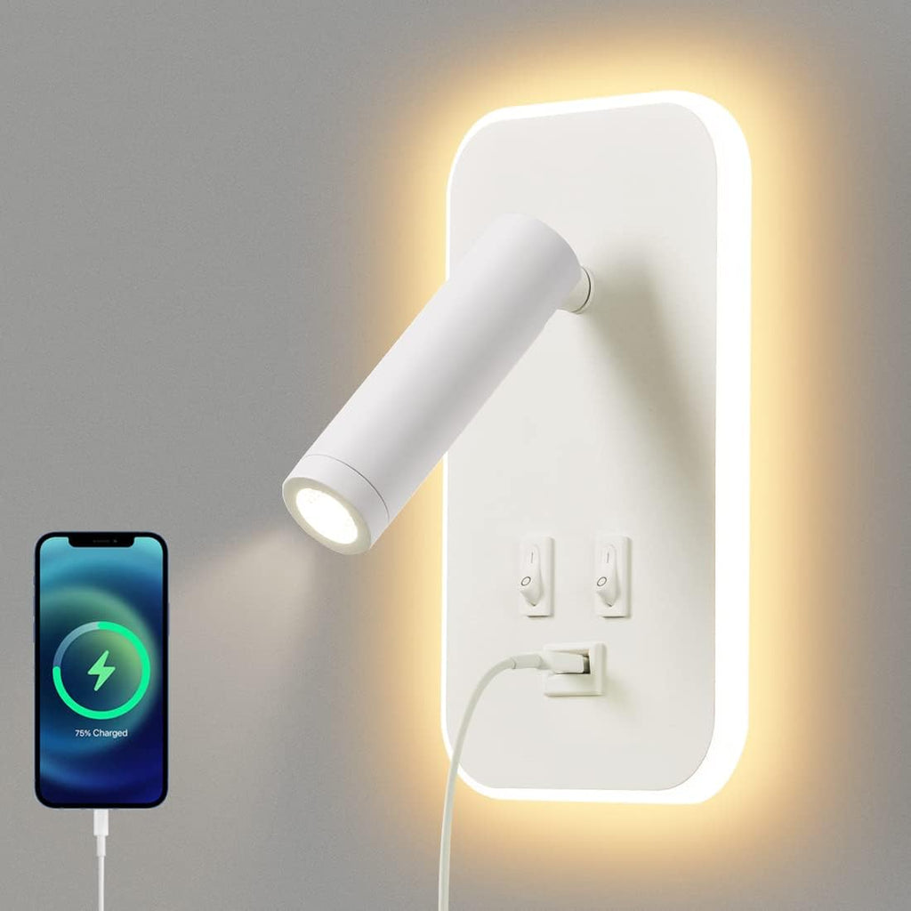 Vegglampe med USB-port