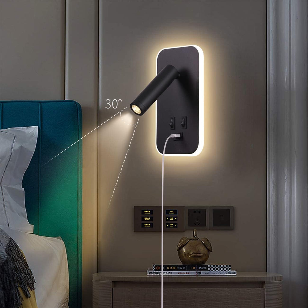 Vegglampe med USB-port