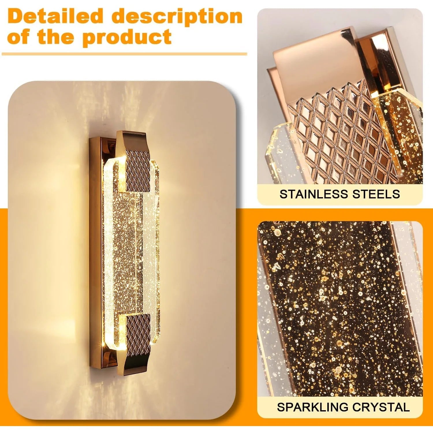 Wall lamp with crystals