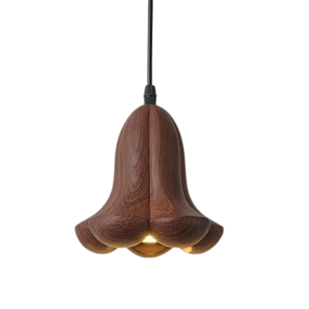 Walnut Wooden Flower Pendant Lamp Brown Scandinavian Modern Design