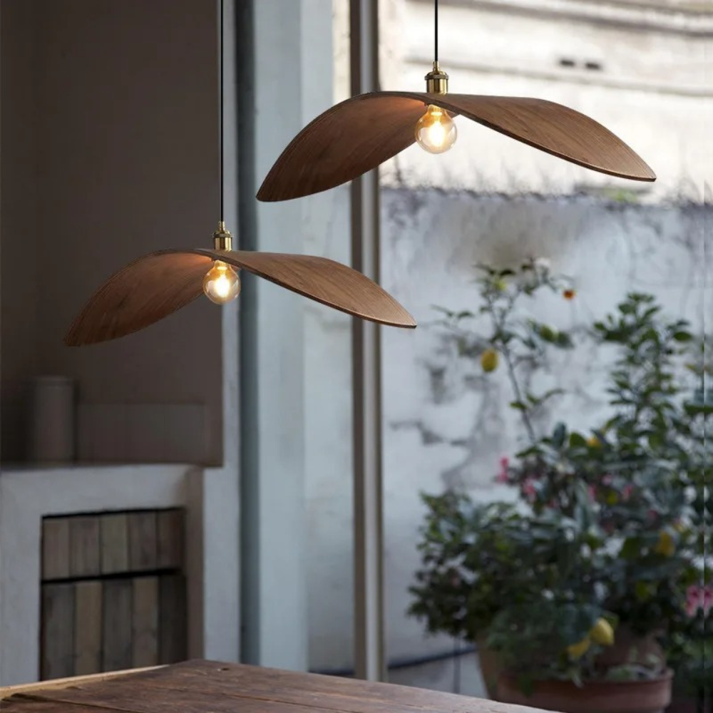 Walnut wood pendant lamp