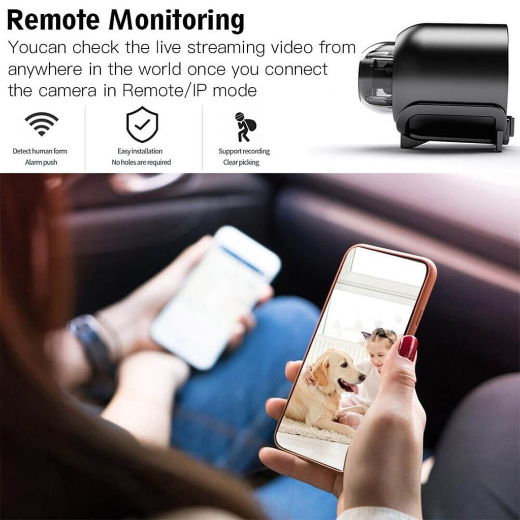 Vanntett HD mini-kamera med nattsyn og vidvinkelobjektiv IP WiFi 1080P HD 160° vidvinkel