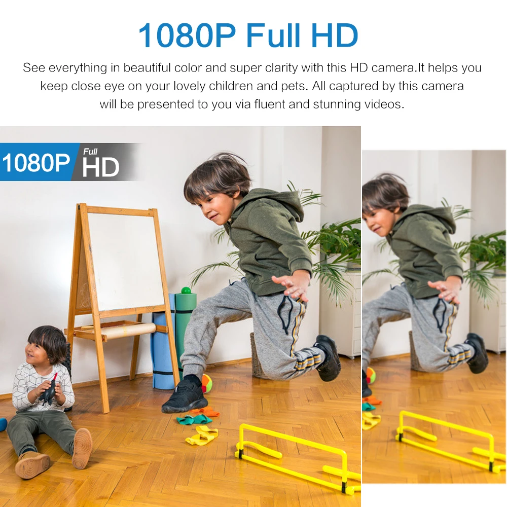 Vanntett HD mini-kamera med nattsyn og vidvinkelobjektiv IP WiFi 1080P HD 160° vidvinkel