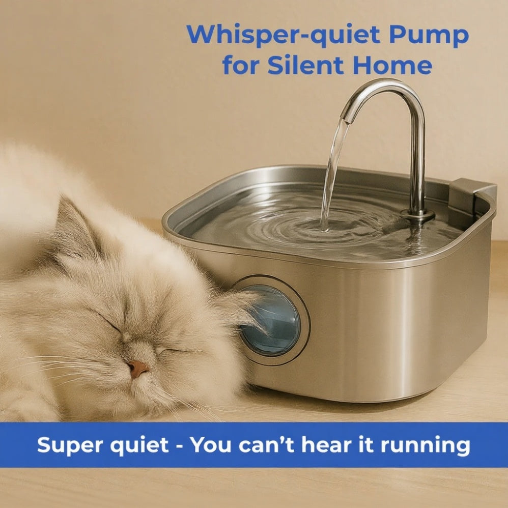 Whisper-Quiet Cat Water Fountain with Vet-Grade Technology – Easy to Clean, Compact Design for All Pets