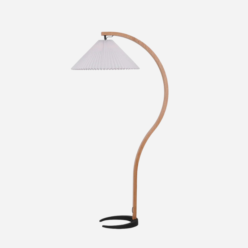 Fernhaven Floor Lamp With Beech Wood Frame And Linen Shade