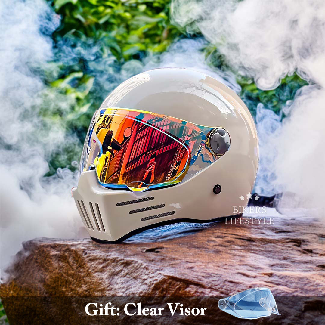 Přilba na motocykl typu Full Face Cruiser | Červený štít - schváleno DOT a ECE