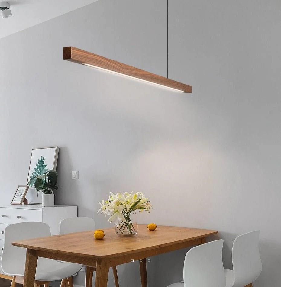 Wooden beam pendant lamp