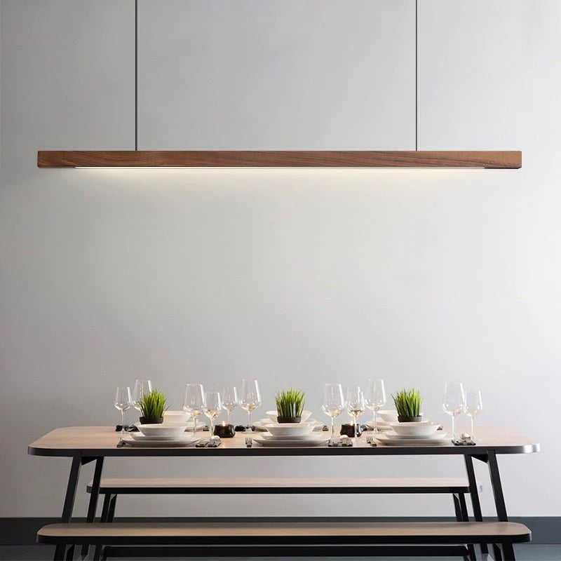 Wooden beam pendant lamp