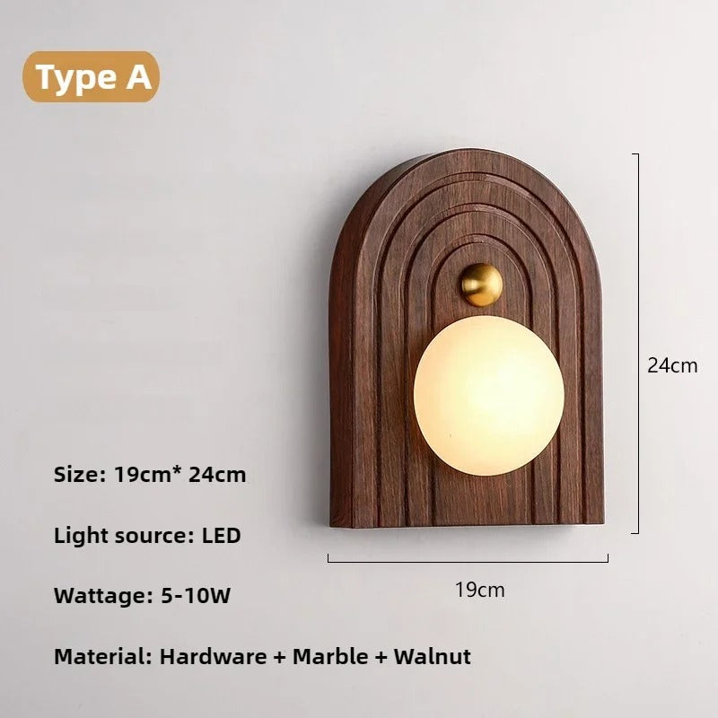 Nyra | Walnut Arch LED Wall Light For Modern Interiors