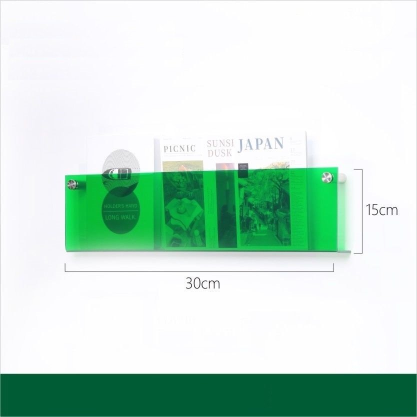 Akrylový nástěnný „plovoucí“ držák na časopisy