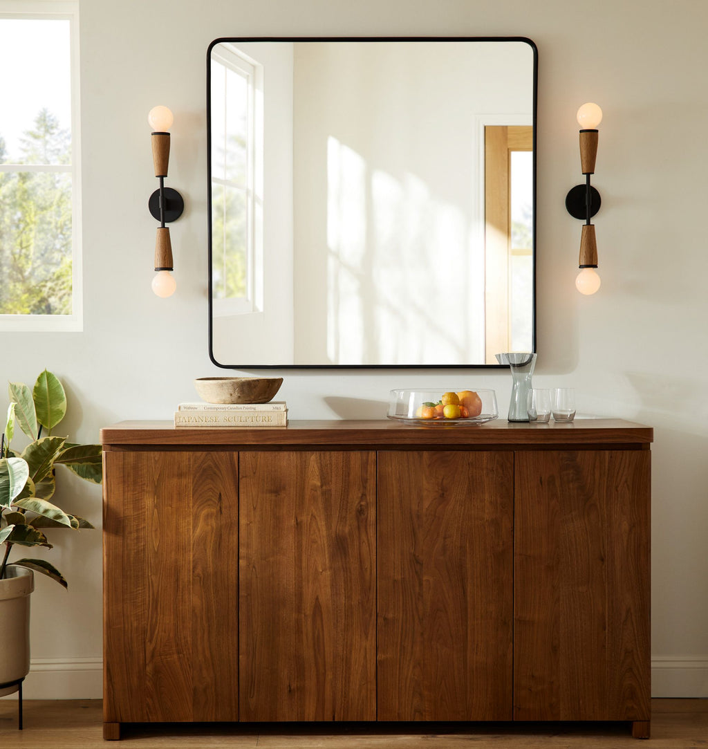 NovaEra Retro Wall Lamp With Solid Brass Body And Walnut Or White Oak Finish